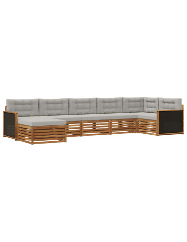 Set di divani da esterno 7 pcs Naturale e Grigio Chiaro