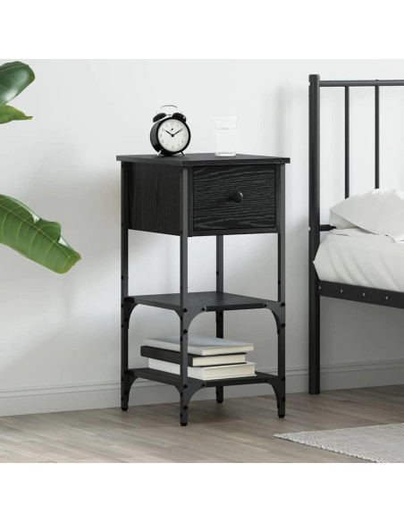 Armadio da Notte con cassetto Rovere Nero 33.5 x 36 x 70 cm