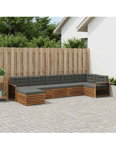 Set di divani da esterno con cuscino 7 pcs Naturale e Antracite