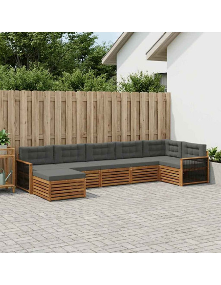 Set di divani da esterno con cuscino 7 pcs Naturale e Antracite