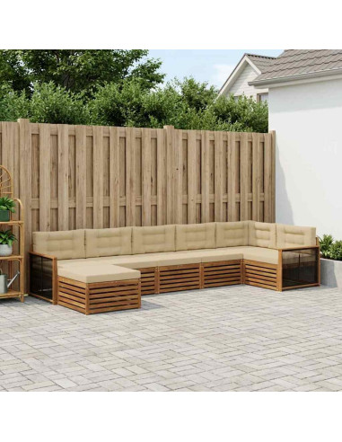 Set di divani da esterno con cuscino 7 pcs Naturale e Beige