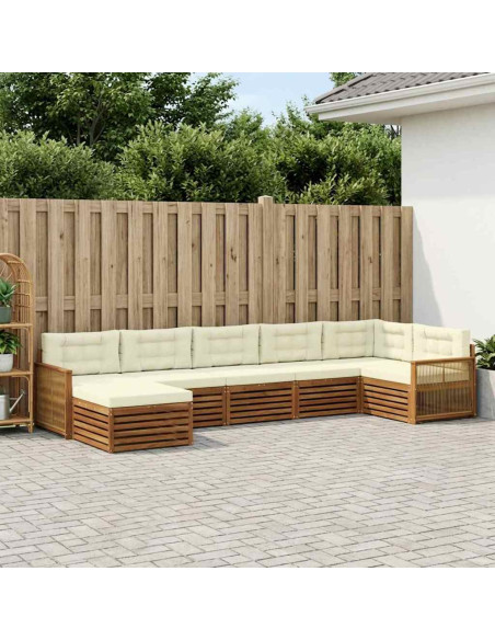 Set di divani da esterno con cuscino 7 pcs Naturale e Crema