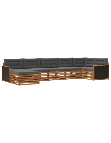 Set di divani da esterno con cuscino 7 pcs Naturale e Antracite