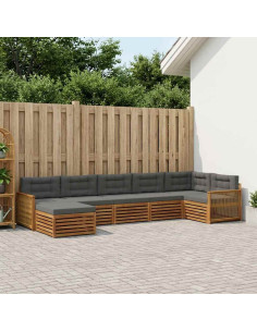 Set di divani da esterno con cuscino 7 pcs Naturale e Antracite