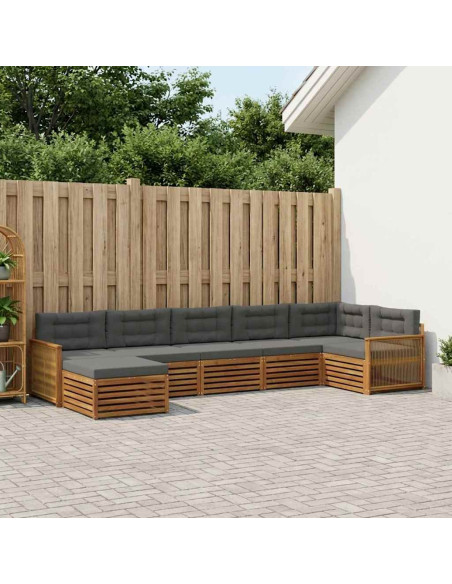 Set di divani da esterno con cuscino 7 pcs Naturale e Antracite