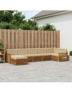 Set di divani da esterno con cuscino 7 pcs Naturale e Beige