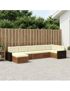 Set di divani da esterno con cuscino 7 pcs Naturale e Crema