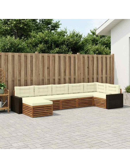 Set di divani da esterno con cuscino 7 pcs Naturale e Crema