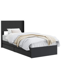 Struttura del letto con stoccaggio e testata Nero 90 x 190 cm 2