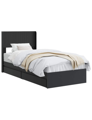 Struttura del letto con stoccaggio e testata Nero 90 x 190 cm