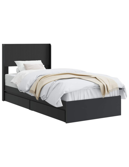 Struttura del letto con stoccaggio e testata Nero 90 x 190 cm