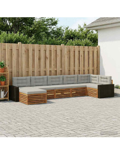 Set di divani da esterno 7 pcs Naturale e Grigio Chiaro