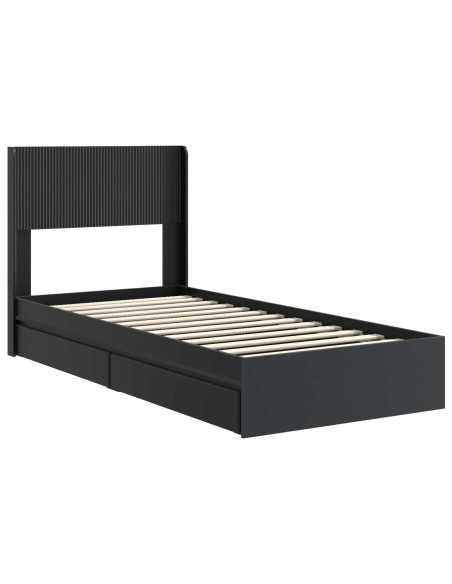 Struttura del letto con stoccaggio e testata Nero 90 x 190 cm