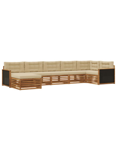 Set di divani da esterno con cuscino 7 pcs Naturale e Beige