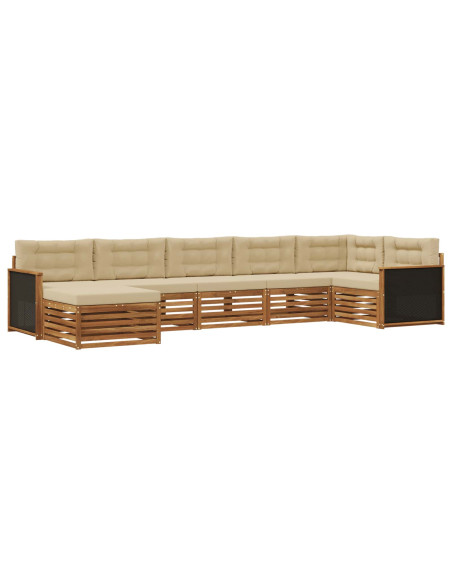 Set di divani da esterno con cuscino 7 pcs Naturale e Beige