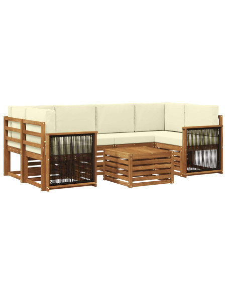 Set di divani da esterno con cuscino 7 pcs Naturale e Crema