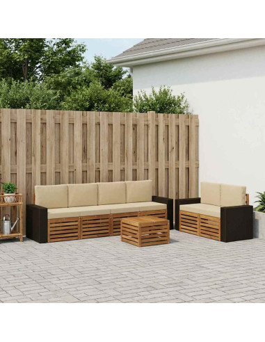 Set di divani da esterno con cuscino 7 pcs Naturale e Beige