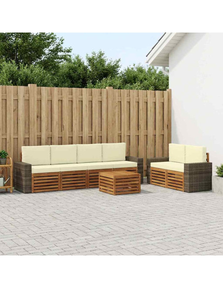 Set di divani da esterno con cuscino 7 pcs Naturale e Crema