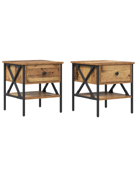 Comodino con cassetto 2 pcs Legno vecchio 40 x 42 x 45 cm
