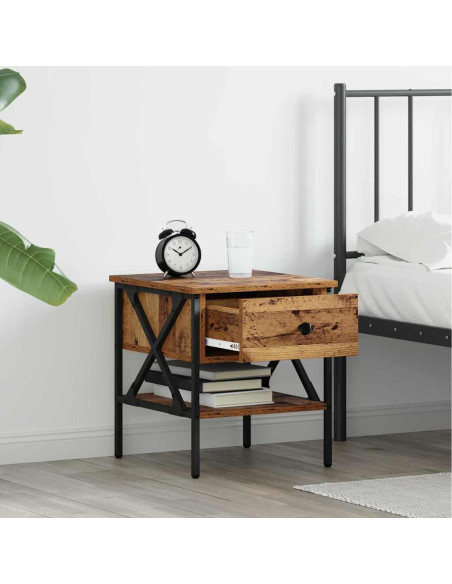 Comodino con cassetto 2 pcs Legno vecchio 40 x 42 x 45 cm