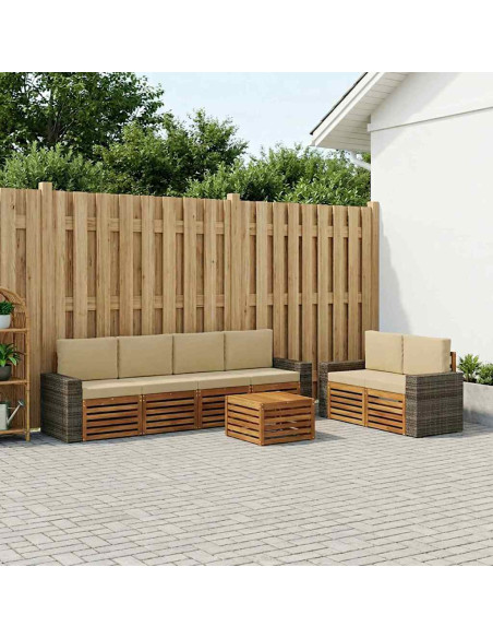 Set di divani da esterno con cuscino 7 pcs Naturale e Beige