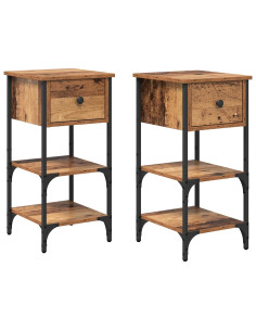 Armadio da Notte con cassetto 2 pcs Marrone 33.5 x 36 x 70 cm 2