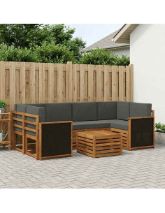 Set di divani da esterno con cuscino 7 pcs Naturale e Antracite