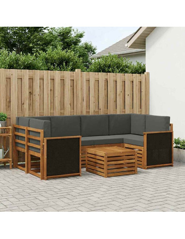 Set di divani da esterno con cuscino 7 pcs Naturale e Antracite