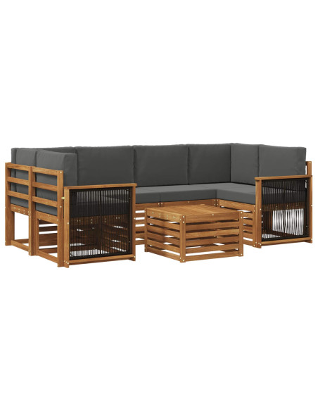 Set di divani da esterno con cuscino 7 pcs Naturale e Antracite
