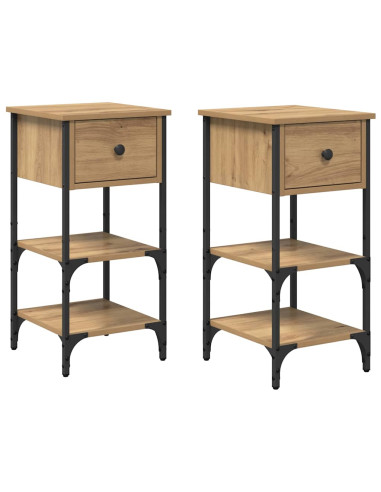 Armadio da Notte con cassetto 2 pcs Marrone 33.5 x 36 x 70 cm
