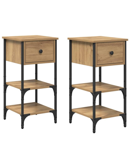 Armadio da Notte con cassetto 2 pcs Marrone 33.5 x 36 x 70 cm