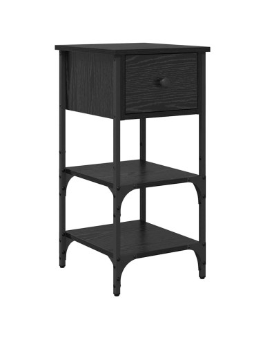 Armadio da Notte con cassetto Rovere Nero 33.5 x 36 x 70 cm