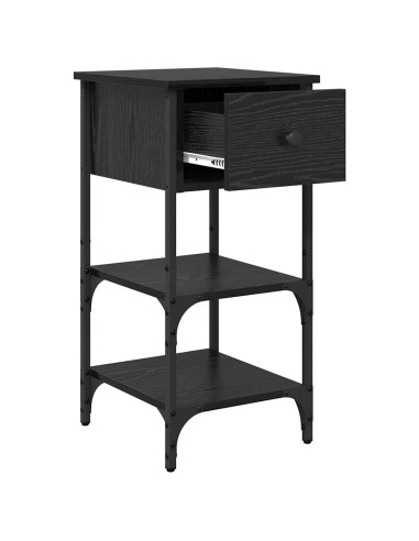 Armadio da Notte con cassetto Rovere Nero 33.5 x 36 x 70 cm