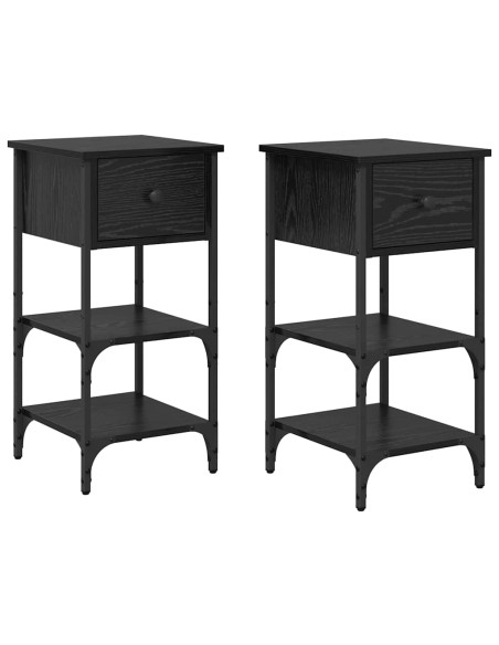 Armadio da Notte 2 pcs Rovere Nero 33.5 x 36 x 70 cm