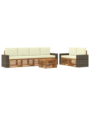 Set di divani da esterno con cuscino 7 pcs Naturale e Crema