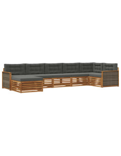 Set di divani da esterno con cuscino 7 pcs Naturale e Antracite 2
