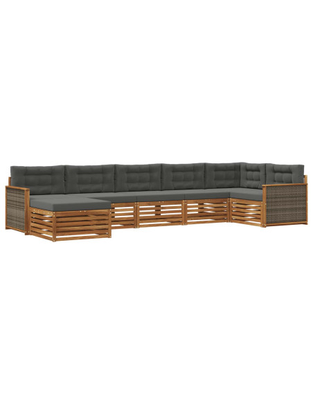 Set di divani da esterno con cuscino 7 pcs Naturale e Antracite