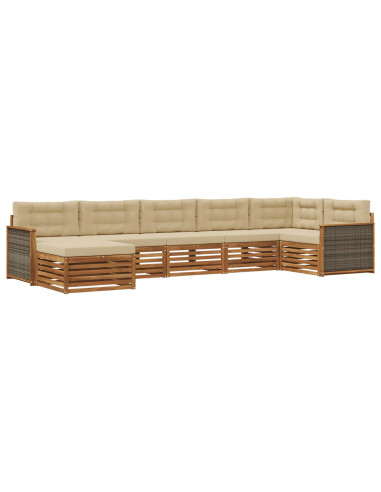 Set di divani da esterno con cuscino 7 pcs Naturale e Beige