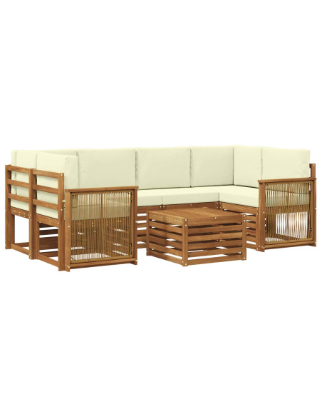 Set di divani da esterno 7 pcs Naturale e Crema