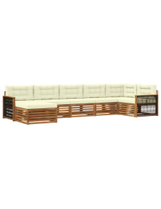Set di divani da esterno con cuscino 7 pcs Naturale e Crema 2