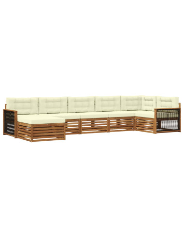 Set di divani da esterno con cuscino 7 pcs Naturale e Crema