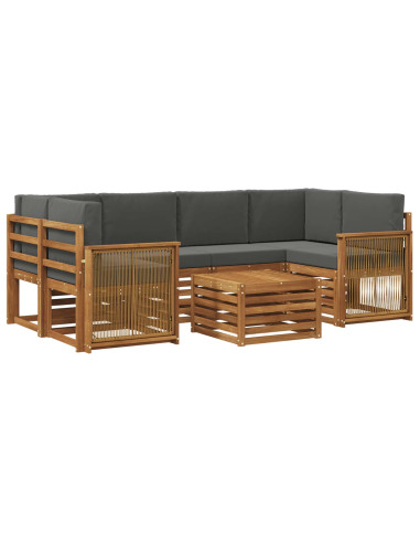 Set di divani da esterno con cuscino 7 pcs Naturale e Antracite