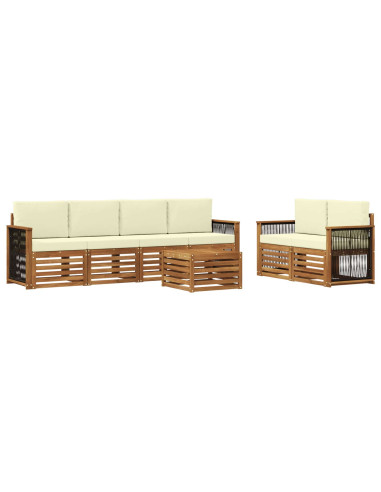 Set di divani da esterno con cuscino 7 pcs Naturale e Crema
