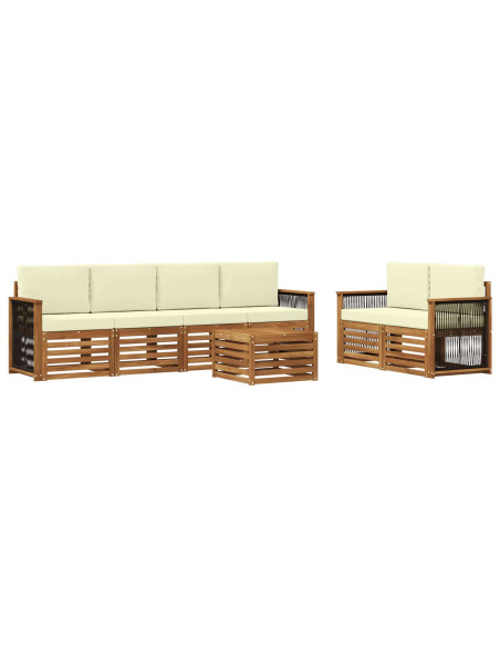 Set di divani da esterno con cuscino 7 pcs Naturale e Crema