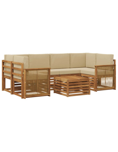 Set di divani da esterno con cuscino 7 pcs Naturale e Beige