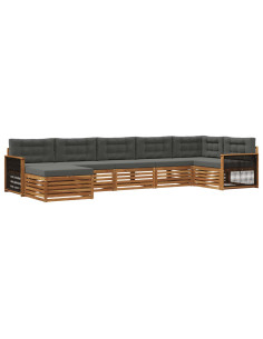 Set di divani da esterno con cuscino 7 pcs Naturale e Antracite 2