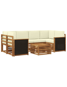 Set di divani da esterno con cuscino 7 pcs Naturale e Crema 2