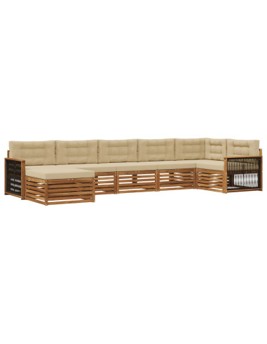 Set di divani da esterno con cuscino 7 pcs Naturale e Beige