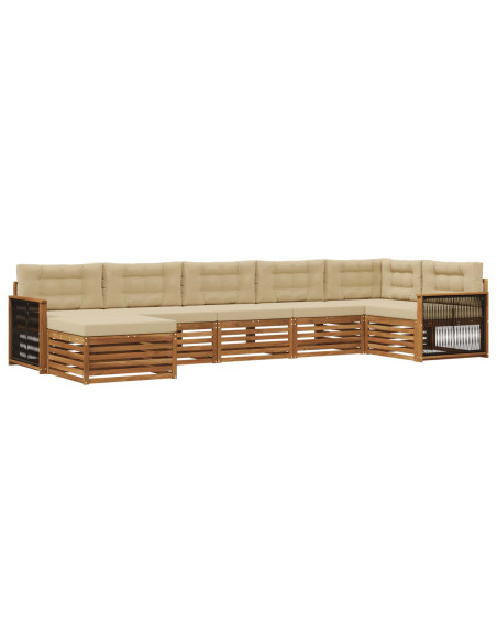 Set di divani da esterno con cuscino 7 pcs Naturale e Beige
