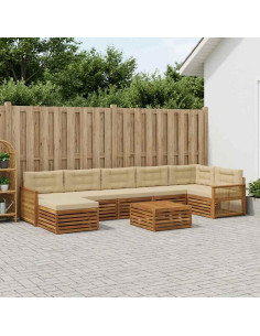 Set di divani da esterno con cuscino 8 pcs Naturale e Beige